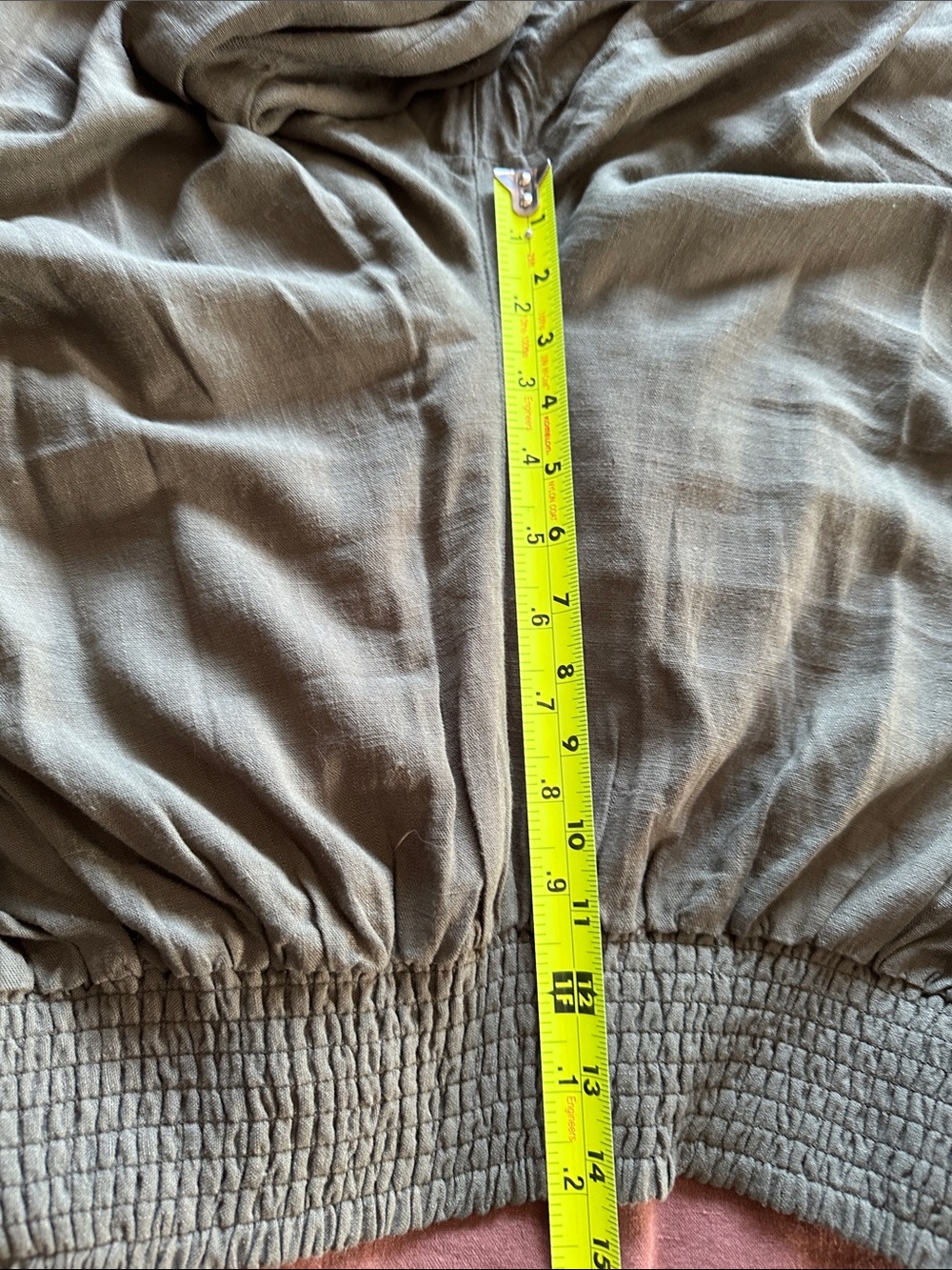 Olive Green Tapered Wide-Leg Pants w Large Side Pockets. Wide elastic waistband - Picture 8 of 12